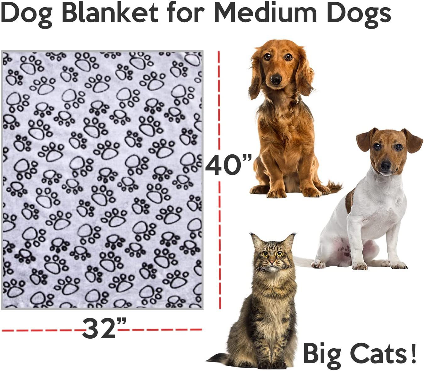 HKM-9183293 Soft Washable Pet Blanket with Paw Print Design for Dogs and Cats - Cozy and Lightweight Mat