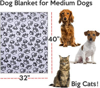 HKM-9183293 Soft Washable Pet Blanket with Paw Print Design for Dogs and Cats - Cozy and Lightweight Mat