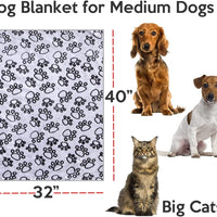 HKM-9183293 Soft Washable Pet Blanket with Paw Print Design for Dogs and Cats - Cozy and Lightweight Mat