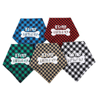 HKM-9183421 Plaid Triangle Towel for Pets - Soft Polyester Cotton Scarf, 45x45x68 cm