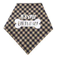 HKM-9183421 Plaid Triangle Towel for Pets - Soft Polyester Cotton Scarf, 45x45x68 cm