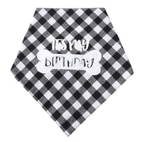 HKM-9183421 Plaid Triangle Towel for Pets - Soft Polyester Cotton Scarf, 45x45x68 cm
