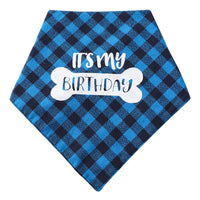 HKM-9183421 Plaid Triangle Towel for Pets - Soft Polyester Cotton Scarf, 45x45x68 cm