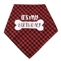 HKM-9183421 Plaid Triangle Towel for Pets - Soft Polyester Cotton Scarf, 45x45x68 cm