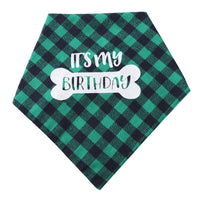 HKM-9183421 Plaid Triangle Towel for Pets - Soft Polyester Cotton Scarf, 45x45x68 cm