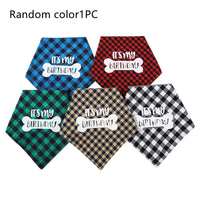 HKM-9183421 Plaid Triangle Towel for Pets - Soft Polyester Cotton Scarf, 45x45x68 cm
