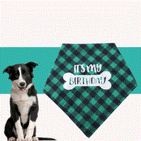 HKM-9183421 Plaid Triangle Towel for Pets - Soft Polyester Cotton Scarf, 45x45x68 cm