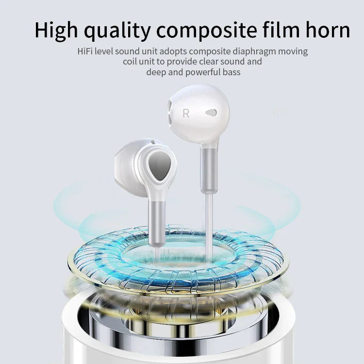 HKM-918355 Wired Hi-Fi Stereo Earphones with Microphone for iPhone and Android Devices