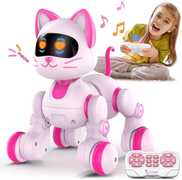 HKM-918419 Interactive Programmable Remote Control Robot Cat for Kids, Ages 2 and Up, Light & Sound Functionality