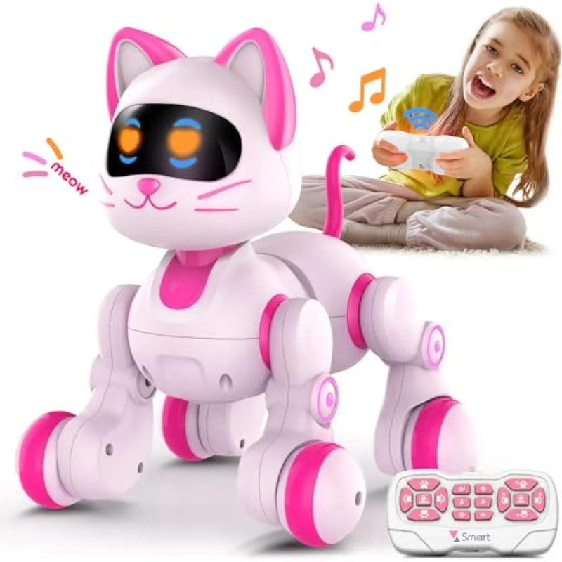 HKM-918419 Interactive Programmable Remote Control Robot Cat for Kids, Ages 2 and Up, Light & Sound Functionality