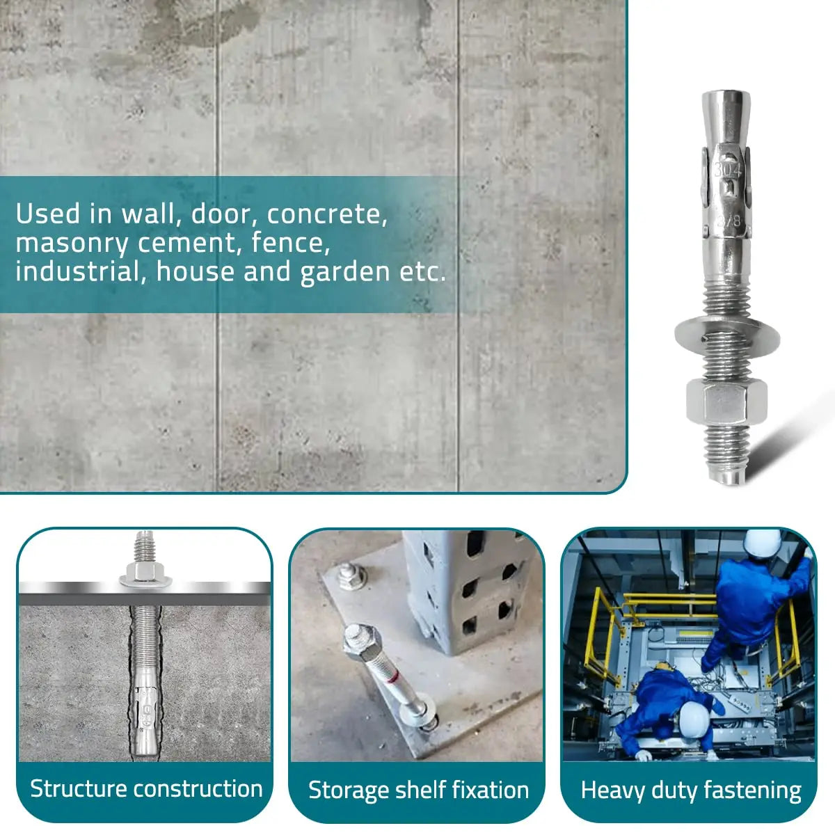 HKM-918483 Wedge Anchor Bolt Set in Grade 8.8, 10.9, 12.9 Stainless Steel - Available in Sizes M6, M8, M10, M16, M24
