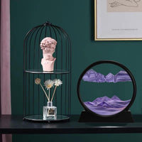 HKM-918547 3D Dynamic Sand Art Picture - Purple Liquid Motion Sandscape for Relaxation and Desk Decor