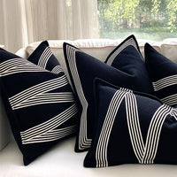 HKM-918675 Geometric Striped Cotton and Linen Pillowcase in Multiple Sizes and Patterns