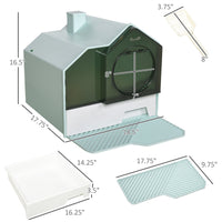 HKM-9187261 Light Blue Hooded Cat Litter Box with Drawer and Litter Mat, Odor Control Design