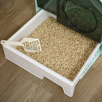 HKM-9187261 Light Blue Hooded Cat Litter Box with Drawer and Litter Mat, Odor Control Design