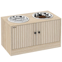 HKM-9187773 Elevated Large Dog Bowl Feeder with Storage Drawer, Slow Feeder Mat, and Stainless Steel Bowls