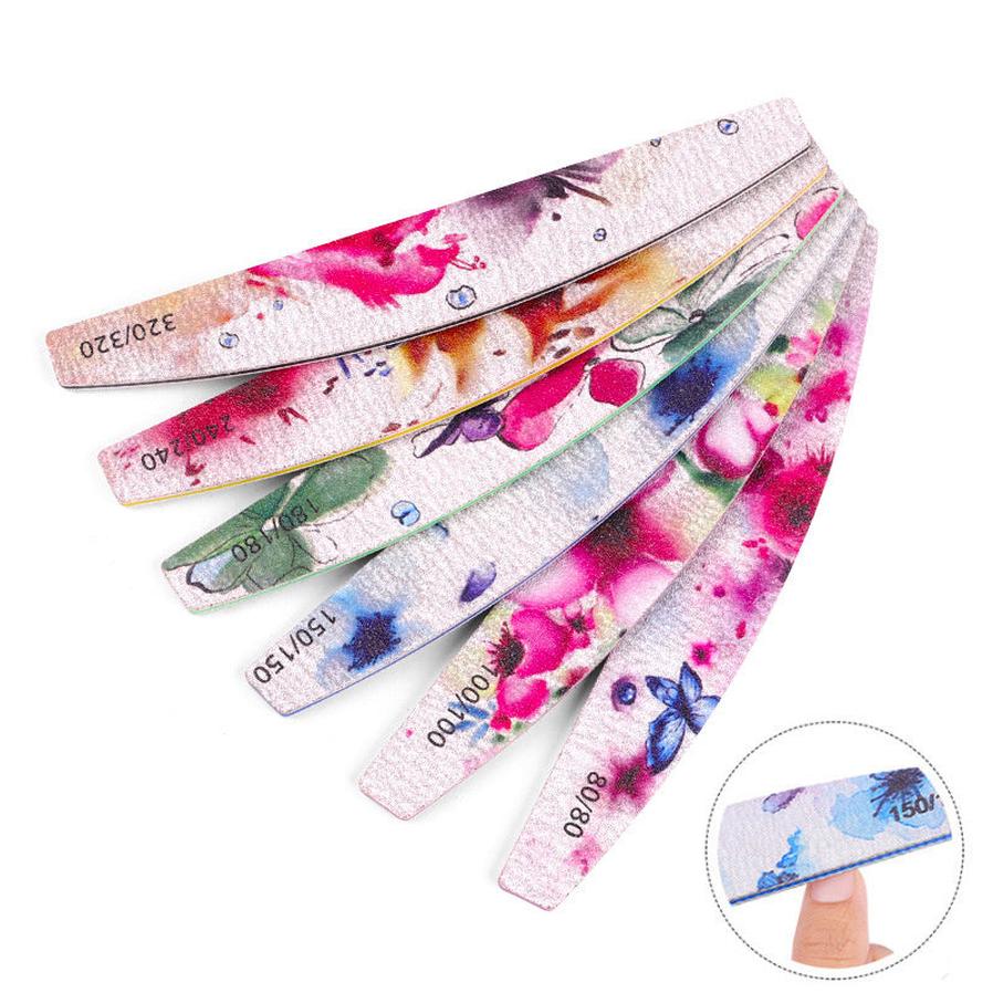 HKM-918931 Nail Rubbing Strip Set - 6 Flower Style Nail Buffing Tools for All Skin Types