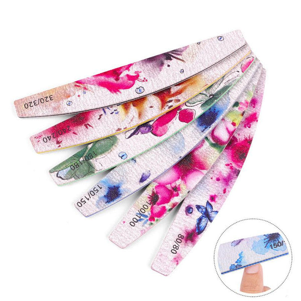 HKM-918931 Nail Rubbing Strip Set - 6 Flower Style Nail Buffing Tools for All Skin Types