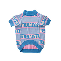 HKM-9189949 Thickened Double Layer Dog Sweater in Blue and Red ¨C Cozy Wool Pet Apparel