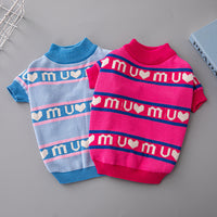 HKM-9189949 Thickened Double Layer Dog Sweater in Blue and Red ¨C Cozy Wool Pet Apparel