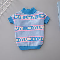 HKM-9189949 Thickened Double Layer Dog Sweater in Blue and Red ¨C Cozy Wool Pet Apparel