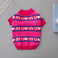 HKM-9189949 Thickened Double Layer Dog Sweater in Blue and Red ¨C Cozy Wool Pet Apparel
