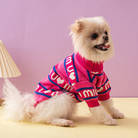 HKM-9189949 Thickened Double Layer Dog Sweater in Blue and Red ¨C Cozy Wool Pet Apparel