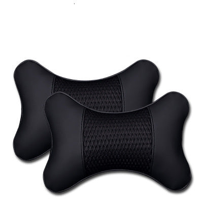 HKM-918995 Car Neck Pillow Set - Leather & Ice Silk - Comfortable Headrest for Long Drives - Supports Neck and Reduces Fatigue - 27x18cm
