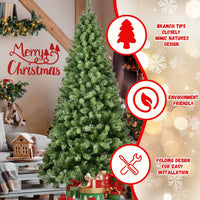 HKM-919059 DB 9ft Pre-Lit PVC Christmas Tree with 650 UL Lights and 1930 Tips - Auto-Unfold Memory Wire, Easy Assembly, Stable Metal Stand, 180 cm