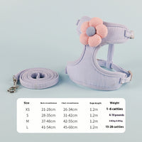HKM-9190845 Pet Flower Rope Vest - Adjustable Chest and Back Harness in Green, Sizes XS to L