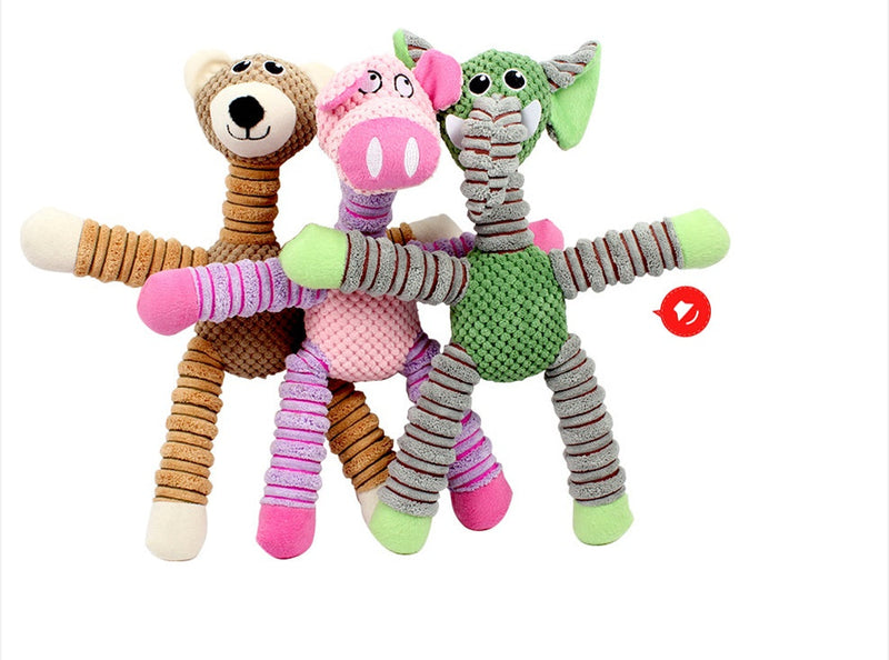 HKM-9191229 Squeaky Plush Dog Toy for Small to Large Dogs - Funny Chew Elephant, Pig, Bear