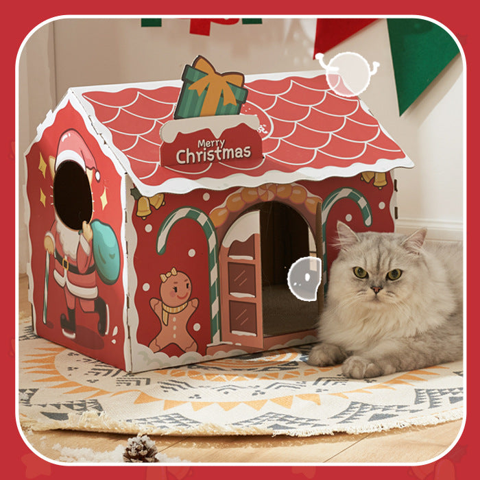 HKM-9191613 Limited Edition Christmas Corrugated Paper Cat Scratcher Nest