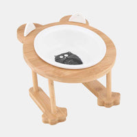 HKM-9191741 Inclined Ceramic Cat and Dog Food Bowl with Bamboo Support