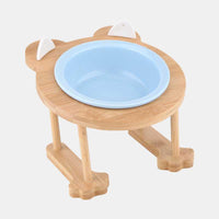 HKM-9191741 Inclined Ceramic Cat and Dog Food Bowl with Bamboo Support