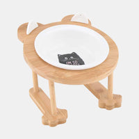 HKM-9191741 Inclined Ceramic Cat and Dog Food Bowl with Bamboo Support