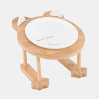 HKM-9191741 Inclined Ceramic Cat and Dog Food Bowl with Bamboo Support