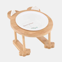 HKM-9191741 Inclined Ceramic Cat and Dog Food Bowl with Bamboo Support