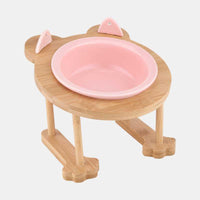 HKM-9191741 Inclined Ceramic Cat and Dog Food Bowl with Bamboo Support