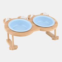 HKM-9191741 Inclined Ceramic Cat and Dog Food Bowl with Bamboo Support