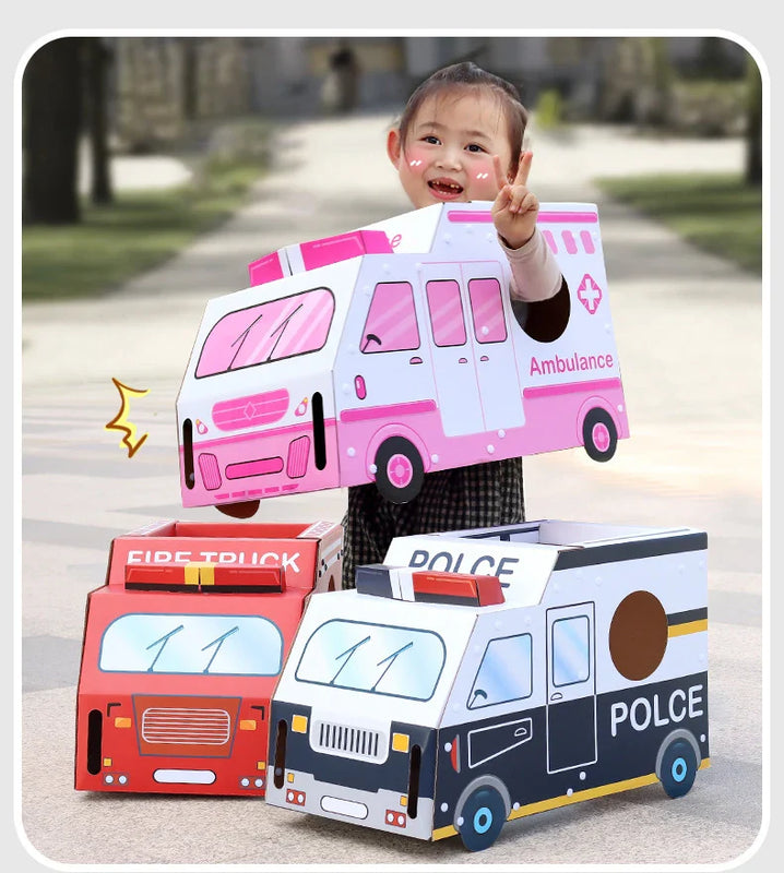 HKM-919187 Wearable 3D Cardboard Vehicle Model for Kids - DIY Handmade Cosplay Toy
