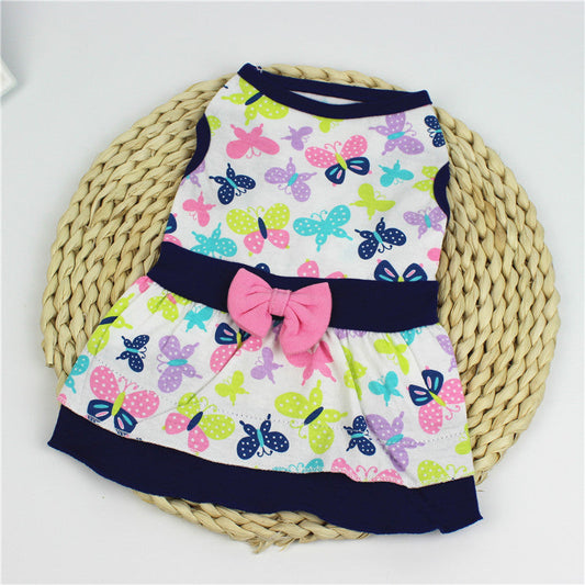 HKM-9192125 Pink Floral Print Swing Dress for Dogs