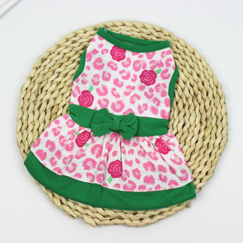 HKM-9192125 Pink Floral Print Swing Dress for Dogs
