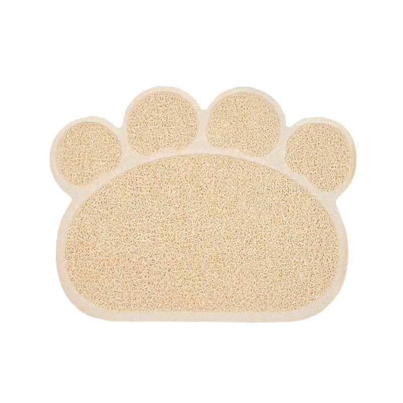 HKM-9193405 PVC Waterproof Pet Bowl Mat with Paw Print Design - 30x40cm Cat Litter Pad