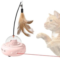 HKM-919635 Rechargeable Electric Interactive Cat Toy with Feather Teaser Wand for Chasing and Training