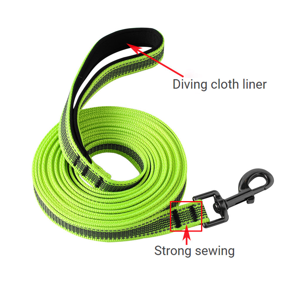 HKM-9197117 Reflective Nylon Pet Traction Rope with Non-Slip Handle, Multiple Lengths Available