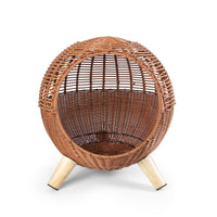 HKM-9197373 Breathable Rattan Woven Round Pet Bed with Steel Frame for Cats up to 7.5 kg