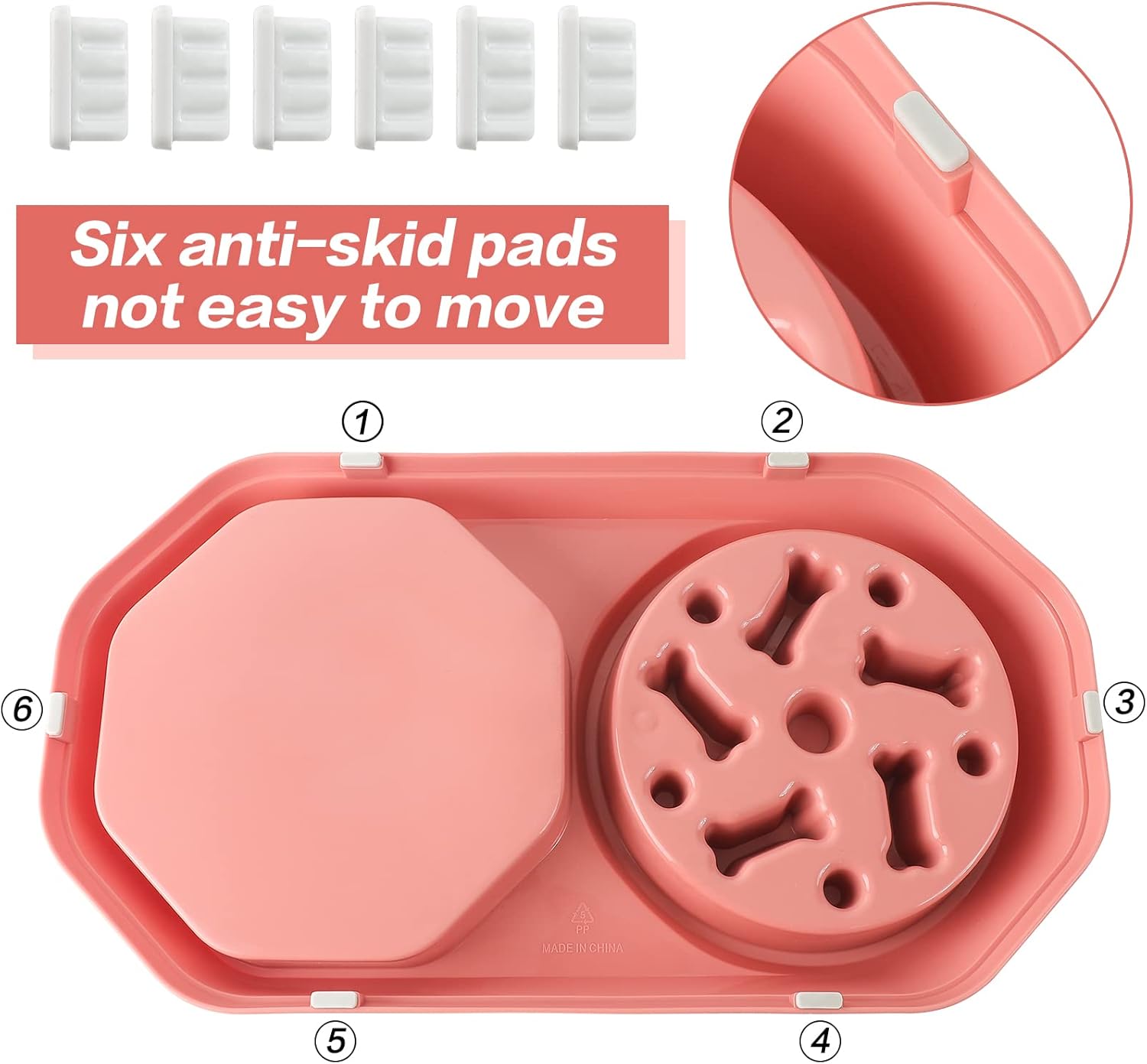HKM-9200573 Interactive Slow Feeder Dog Bowl for Healthy Eating, Anti-Gulping Design to Prevent Choking and Bloat