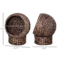 HKM-9200957 Handmade Dark Brown Wicker Elevated Cat Bed with Soft Cushion for Kittens