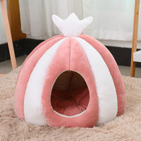 HKM-9201341 Cozy Thickened Pet Nest for Small Dogs and Cats - Yurt Style in Pink, Gray, Brown, Green - 50x50CM