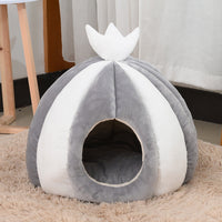 HKM-9201341 Cozy Thickened Pet Nest for Small Dogs and Cats - Yurt Style in Pink, Gray, Brown, Green - 50x50CM